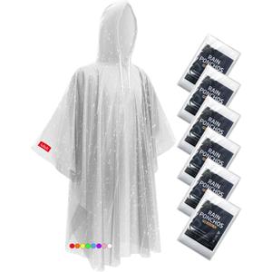Hitituto Rain Ponchos for Adults - Extra Long Emergency Poncho with Hood, 6/12/24 Family Pack Raincoat, Home Survival Kits (One Size Tall)