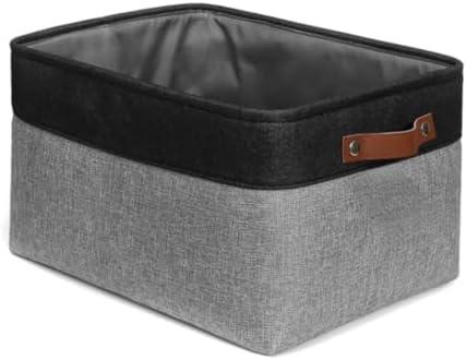 Flipshopcart Fabric Storage Baskets for Shelves, Closet Storage Bins for Shelves, Cloth Baskets for Organizing, Linen Closet Organizers, Fabric Basket, Gray/Black (Set of 1)