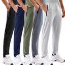 MSGD 5 Pack Men's Sweatpants with Zipper Pockets Stretch Lightweight Athletic Track Activewear Pants for Men Joggers 3XL