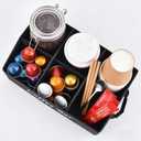 HTYSIQI Coffee Station Organizer for Counter, Coffee Bar Organizer with Removable Dividers, Pod Syrup Holder for Syrup, Cups, Stirrer, Tea, Black