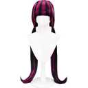 Xingwang Queen Anime Cosplay Wig Long Black Mixed Rose Pink Halloween Party Wig for Women