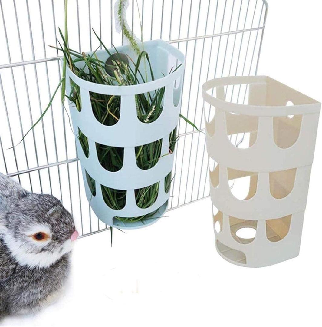 Hamiledyi Guinea Pig Hay Feeder2PCS Bunny Hanging Cage Manger Hay Holder Rack for Small Animal Chinchilla Guinea Pig Rat-Random Color (Blue+White)