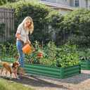 YITAHOME 72x36x12 in 2pcs Galvanized Raised Garden Bed Kit, Large Metal Planter Box with Gloves & Support Rod, Outdoor Flower Bed for Plants Vegetables, Green, 6x3x1ft 2pcs