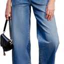 Sidefeel Women's Wide Leg Jeans High Waisted Stretchy Jeans Straight Leg Loose Fit Zimbaplatinum Ankle Denim Pants (10)