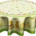 Easter Round Tablecloth 60 Inch - Bunny Table Cloth Rabbit Eggs Tablecloth Colorful Floral Table Cover Easter Spring Decorations for Home Kitchen Dining Room Party (Light Green Easter Bunny Flowers)