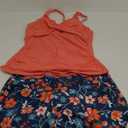 Women Tankini Swimsuits with Shorts - Two Piece Tummy Control Bathing Suits Top with Two Pockets Bottom Swimwear (Size Large, Orange Floral)