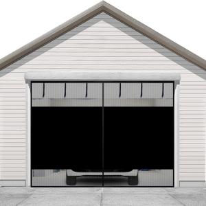 Sunolga 10x8 Ft Privacy Garage Door Screen for 1-Car Garage, Heavy Duty Magnetic Screen Door with Strong Magnets and Strapping Tapes, Hands-Free Mesh for Patio and Porch, Black