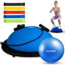 kisnbld Half Balance Ball Trainer, Inflatable 23 Inch Half Exercise Ball with Resistance Bands and Pilates Ball, Non-slip 660lbs Capacity Yoga Ball for Home Gym Full Body Workouts