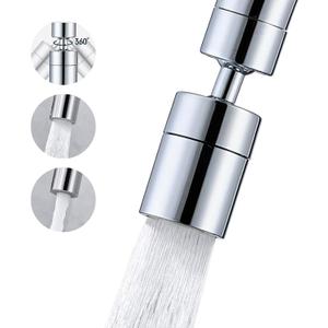 360 Swivel Faucet Aerator, Dual Mode Water Saving Sprayer Head, Chrome Brass Nozzle, Universal Fit for Kitchen & Bathroom Sinks (22mm Male & 24mm Female)