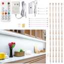 WOBANE Under Counter Light, Dimmable LED Under Cabinet Lighting, 6 PCS LED Strip Light Bars with Remote Control for Kitchen,Shelf,Pantry,Showcase,Desk,Cupboard 6000K White, Timing, 16W 1500LM,9.8 ft