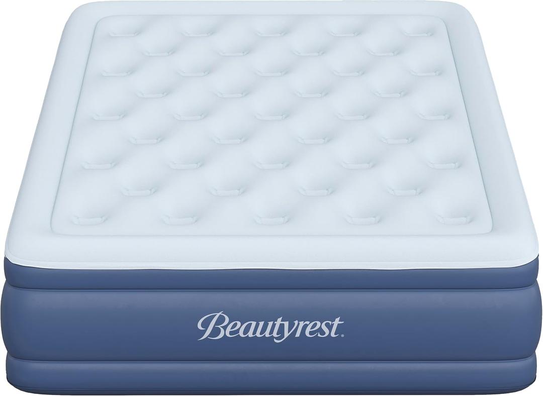 Beautyrest Supreme Air, Full Size Air Mattress with Built-in Pump, Raised Inflatable Bed for Adults, Puncture-Resistant Vinyl, Auto Shut-Off, 650lb Support, Guest Bed, Camping Airbed
