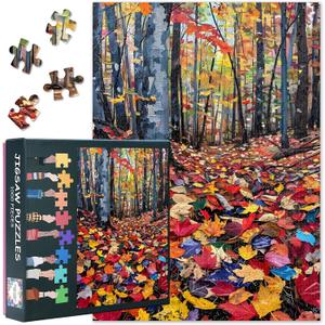 Puzzles for Adults 1000 Pieces  Fallen Leaves Jigsaw Puzzle (27.5x19.7 Inch), Forest Landscape Challenging Puzzles for Adults, Family Game for Men & Women Home Decor Gift (Trees Series)