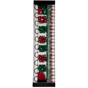 Holiday Premium All-in-One Gift Wrap, 4 Rolls, 30in × 10ft Each (Left)