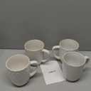 LE TAUCI Coffee Mugs 16 oz,Ceramic Mug Set, Embossment Cups for Latte, Hot Tea, Cappuccino, Mocha, Cocoa, Dishwasher Safe, Suit For Housewarming Wedding- 3.8 inch, Set of 4, Arctic White