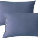 JELLYMONI Pillowcases - Standard Set of 2 Cotton Button Pillow Covers, 2026in Blue Bed Pillow Cases, 100% Washed Cotton Soft Breathable