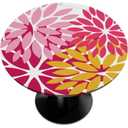 Pink Yellow Round Fitted Tablecloth Elastic Edged Floral Table Cover Waterproof Wipeable Table Cloth Tablecloth Fits Tables up to 45"-52