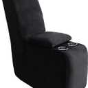 ULTICOR 7-Piece L Shape Sectional Recliner Sofa Covers, Velvet Stretch Reclining Couch Covers for Reclining L Shape Sofa, Thick, Soft, Washable (Black, 1 Console Cover)