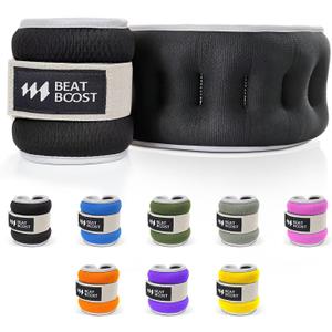 BeatBoost Ankle Wrist Weights for Women Men A Pair of 8 Lbs Arm Leg Weight Set with Adjustable Straps for Walking Pilates Exercise Workout Gym Aerobics Black