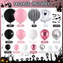 Halloween Balloons Arch Kit Pink and Black Balloons Garland with Ghost Foil Balloon 18 Inch Striped Balloon for Girls Night Pink Halloween Boo Spooky One Scary Birthday Baby Shower Party Decor