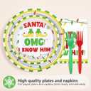 96Pcs Christmas OMG Party Supplies Funny Xmas Movie Party Plates and Napkins Disposable Santa OMG Tableware Set for Christmas Baby Shower Decorations Serves 24