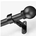Curtain Rods for Windows 16 to 76 Inches, Curtain Rod Max Adjustable Length of 88 IN, 1" Diameter Drapery Rods Round Finials, Black, Pack of 1
