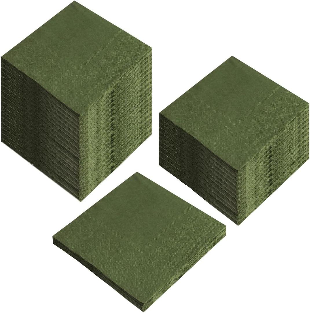 200 Pack Cocktail Napkin 2-Ply Dessert Napkins Folded 5 x 5 Inches Disposable Napkins for Dinner Wedding Birthday Party Bridal Anniversary Reception Event (200, Green)