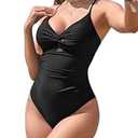ZAFUL Women's One Piece Swimsuits Cut Out Tummy Control Twist Front Bathing Suit Sexy Tie Back Push Up Slimming Swimwear Black, Small (US 4-6)