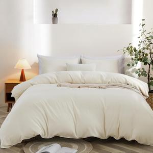 Oli Anderson Duvet Cover King Size - 3 Pieces Washed Cotton Linen Duvet Cover Set - Soft Breathable Bedding Set with Zipper Closure for All Seasons, Comforter Not Included - Natural Linen, King