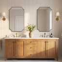 ANDY STAR Brushed Bronze Mirror, 24"x40" Bathroom Vanity Mirror, Scalloped Rectangle Mirror with Rust-Proof Stainless Steel 1" Frame, Hangs Vertically or Horizontally