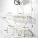 Shower Caddy Hanging - Never Rust Shower Hanging Organizer - Aluminum Over the ShowerHead Caddy with Soap Basket and 6 Hooks for Razor/Sponge (Milky White)