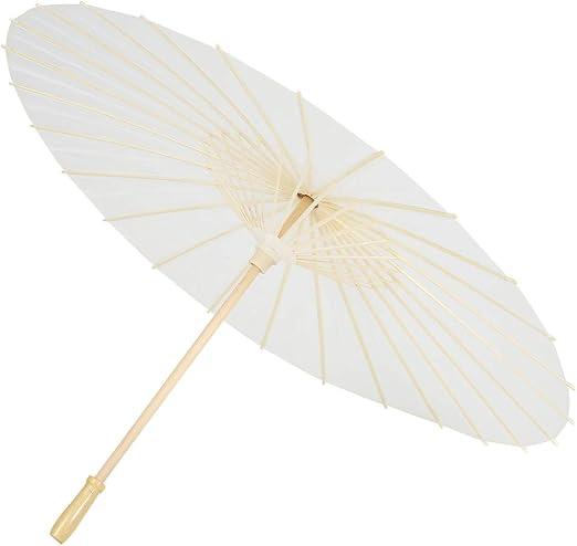  60 Pieces MBJZSL White Paper Umbrellas, 21 Inch Paper Parasol Umbrellas Chinese Japanese Style DIY Umbrellas Decorative Vintage Decor for Wedding Props