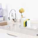 Geelin 3 in 1 Ceramic Kitchen Sink Caddy Dish Sponge Holder Scrub Brush Holder and Soap Tray for Kitchen Organizer White Rustic Farmhouse Supplies(White)
