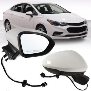 Right passenger side Mirror Fits 2016-2019 Chevy Cruze Sedan/Hatchback with Power Glass Without Heated without turn signals without Blind Spot, Match Summit White Replace GM1321541(3Pins)