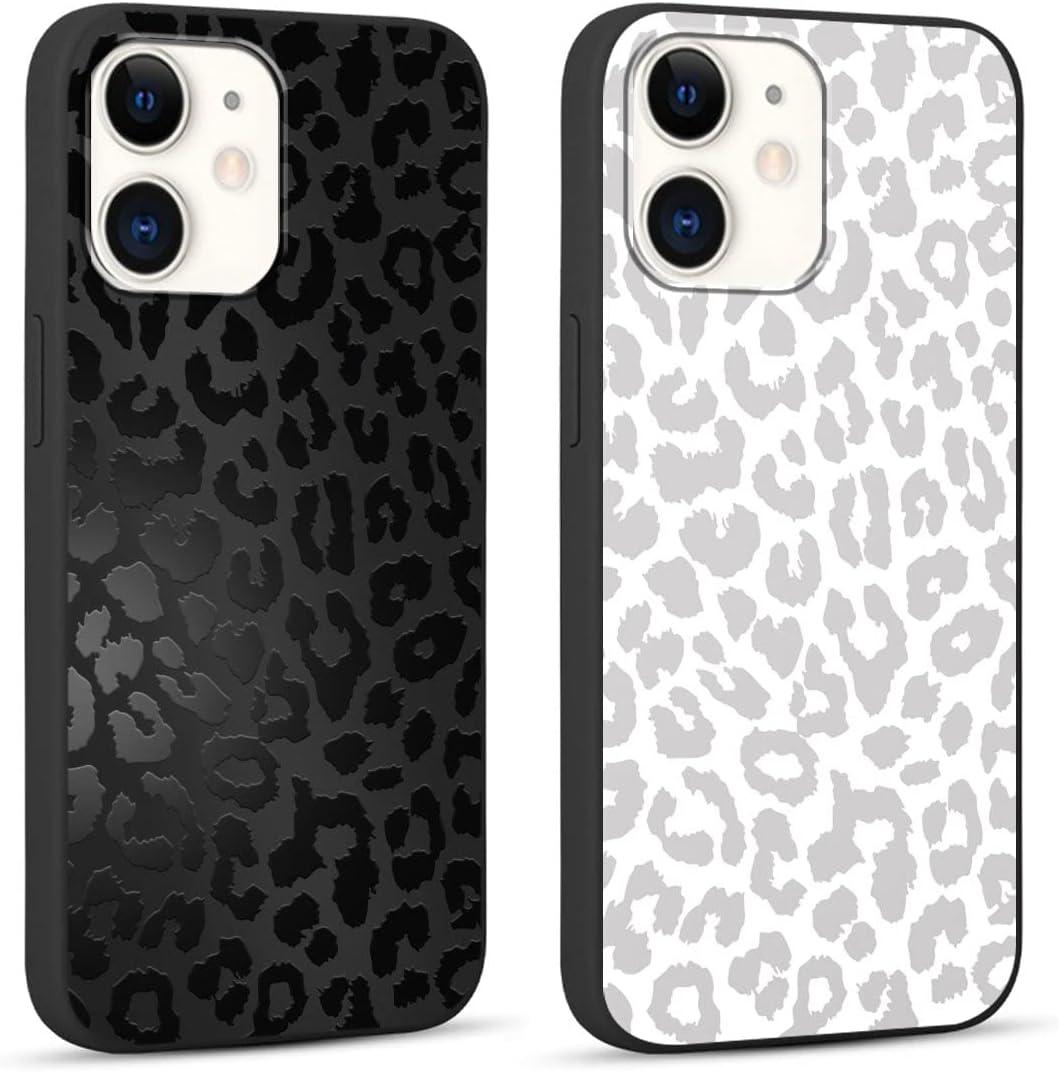 2 Pack Cute Cheetah Print for Apple iPhone 11 6.1 Inch Phone Case,Luxury Leopard Pattern Design Cases Soft Silicone Slim TPU Shockproof Protective Bumper Cover for Women Girls-Black & White
