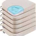 Dining Chair Cushions Set of 6 Memory Foam Chair Cushion, Comfortable Dining Chair Pad Removable Slip Resistant Kitchen Chair Seat Cushion (6 Piece, Beige) (6 Count (Pack of 1))