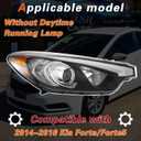 TODO Headlight w/Bulbs Compatible with 2014 2015 2016 Forte Forte5, Passenger/Right Side, NOT Fits LED DRL Models