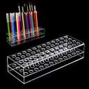 Acrylic Pen Display Holder - 48-Slots 12mm Stand for Art Paint Brush, Makeup Brush - Clear Pencil Display Rack for Desk