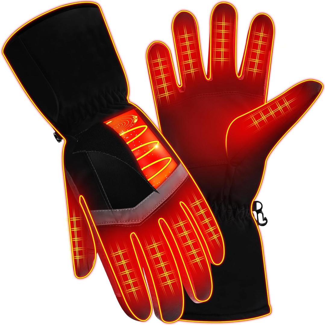 Rabbitroom Women Heated Gloves Winter Waterproof Touchscreen Electric Hand Warmers Rechargeable Insulated Ski USB Men Gloves Perfect for Freezer Work Cycling Walking Running Outdoor Activities(M Size)