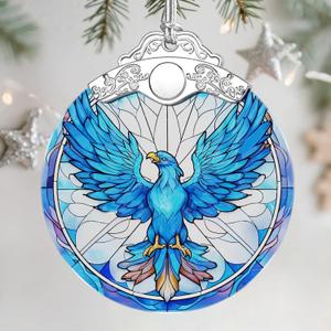 5 x Stained Glass Ornament, Christmas Ornament, Hanging Ornaments for Home Decor & Christmas Tree Ornaments Exquisite Holiday Decor, Xmas Gifts & Holiday Present - Phoenix