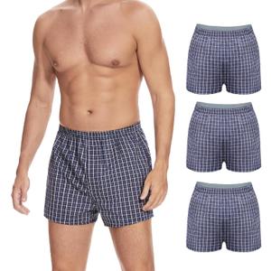 Washable Incontinence Underwear for Men - Reusable Boxer Briefs with Front Fly, Front & Rear Leak Proof, 120ml Absorbency (XL, Plaid Blue White, 3 Pack)