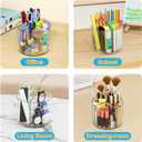 Mefirt Acrylic Pen Holder, 360 Degree Marker Organizer for Desk, Rotating Desk Storage With 4 Compartments, Art Supply Crayon Holder for Office School Home, Clear