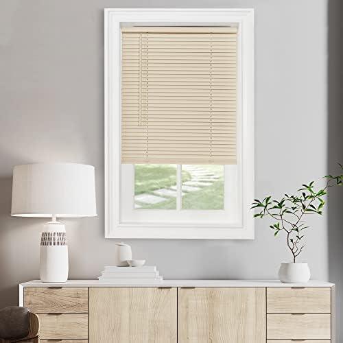 Cordless Light Filtering Mini Blind - 31 Inch Width, 64 Inch Length, 1" Slat Size - Alabaster - Cordless GII Morningstar Horizontal Windows Blinds for Interior by Achim Home Decor