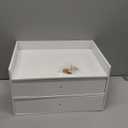 Bamboo Desk Organizer with Drawers Wooden Desktop Storage Drawers for Bills Office Supplies Kitchen Utensils Organizing Tool for Home Classroom Organization No Assembly (2 Drawers, White)