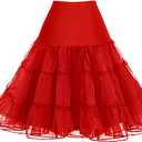 Pinup Fashion Plus Size Petticoat Skirt Red Underskirt For Dresses Crinoline Petty Coats 50S Costume Under Skirt Fluff Tutu Dress 16W/18W