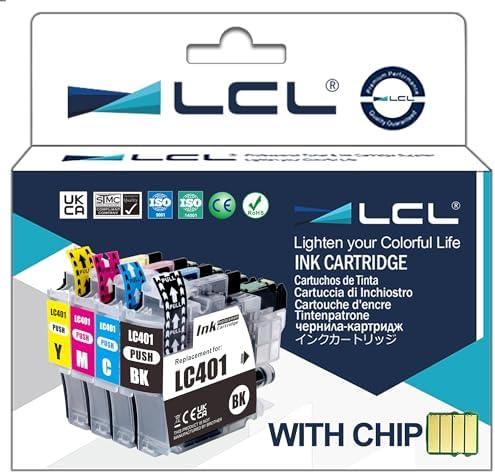 LCL Compatible Ink Cartridge Replacement for Brother LC401 LC-401 LC-401BK LC4013PKS LC401BK LC401C LC401M LC401Y MFC-J1010DW MFC-J1012DW MFC-J1170DW (Black Cyan Magenta Yellow 3-Pack)