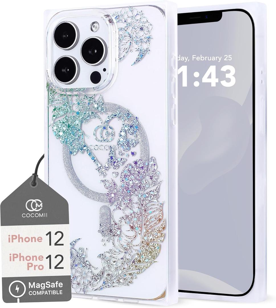 Cocomii - Rectangle Case Compatible with iPhone 12/12 Pro - Compatible with MagSafe, Fashion Forward Design, Timeless Pattern, Magnetic Phone Case for iPhone 12/12 Pro 6.1 inch, Holographic (Paradise)