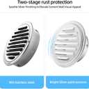 4inch Round Shiny Silver Paint Cement Wall Pipe Vent Cover - Weatherproof Exterior Vent Cap, Insect-Proof Ventilation Cover for Industrial Style Flat Ducting Air Vent with Fly Screen Mesh