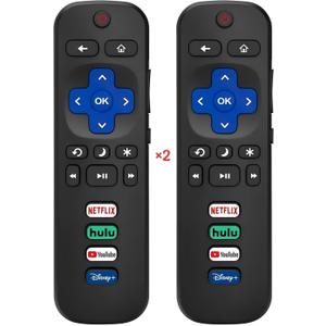 2 x 2-Pack Universal Roku TV Remote, Compatible with TCL/Onn/Hisense/Sharp/Philips/Westinghouse/Insignia/Element Roku TVs, 1 Year Warranty