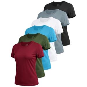 6 Pack Workout Tops for Women Short Sleeve UPF Sun Protection Athletic T Shirts Quick Dry Tennis Yoga Running Crew Neck Tee SetA S/02 Size S