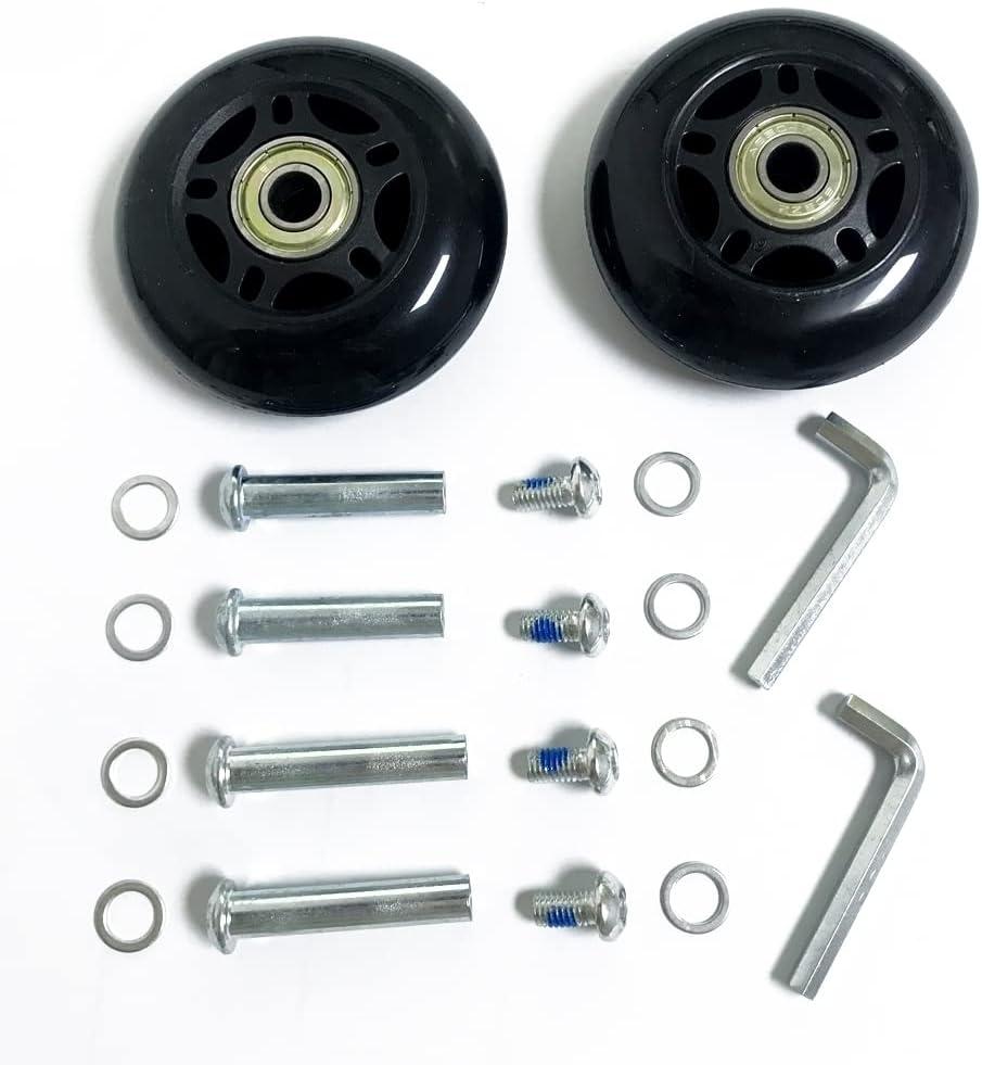 LOTOWELZON 2pcs Luggage Suitcase Replacement Wheels, 72mm Rubber Inline Roller Skate Wheels with 8mm(0.31") ABEC-7 608ZZ Bearings Repair Kits (Black, OD72xW24mm/ 2.83" x0.94")